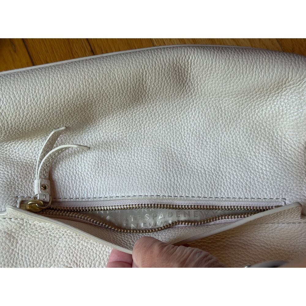 Kate Spade Grant Park Pebble Leather Handbag Satchel Purse Crossbody Blush Beige - Picture 7 of 10